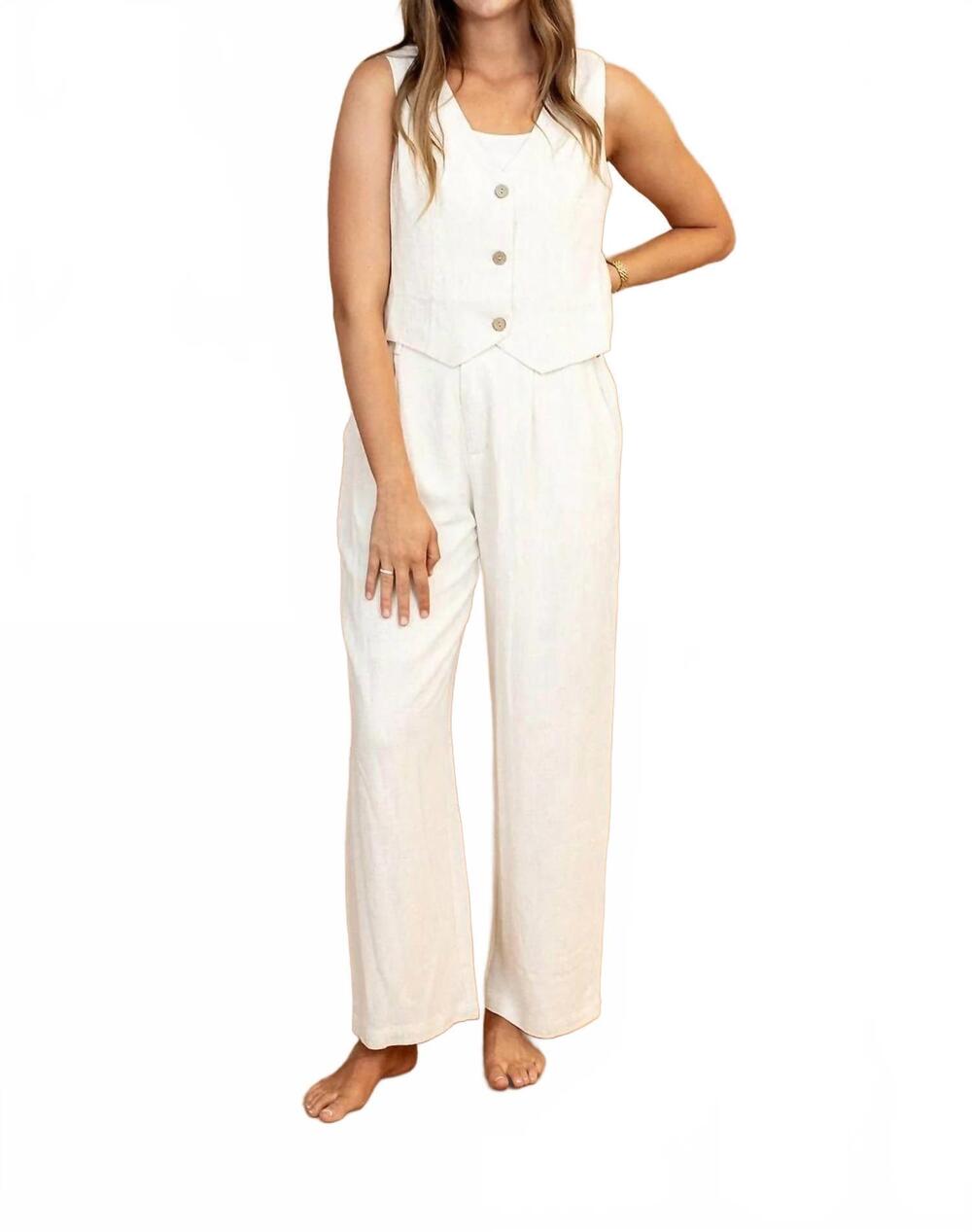 NEW TEA N ROSE women's perri linen vest in natural
